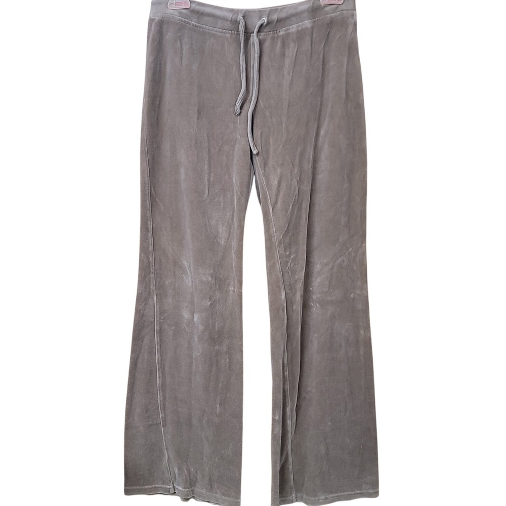 Express Taupe Velour Wide Leg Lounge Pants Womens Small Cozy Drawstring‎ Y2K